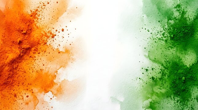 Indian flag watercolor splash saffron white and green abstract