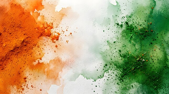 Watercolor wash of orange white and green abstract texture