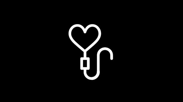 Heart shaped blood bag icon symbolizing donation and life-saving medical care