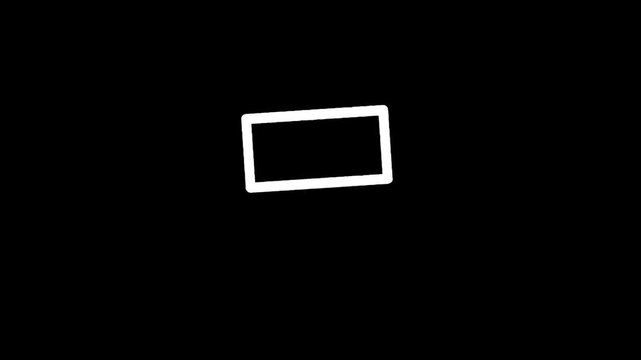 Minimalist white rectangle outline on a solid black background, abstract geometric shape