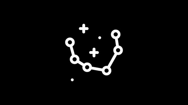 Simple white constellation icon with stars on a black background