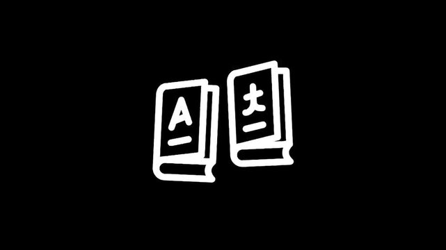 Two open books with different alphabets, representing language learning and translation