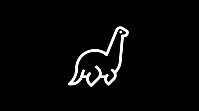 Minimalist white outline of a plesiosaur emerging from dark water on black background