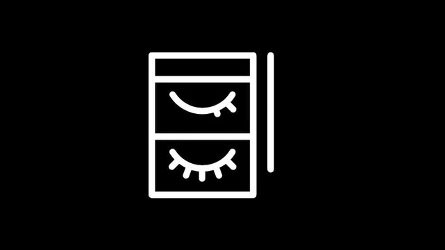 Simple white icon of two pairs of false eyelashes in a package on a black background
