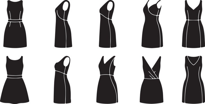 Minimalist Black Dress Icon Collection for Modern Apparel Design