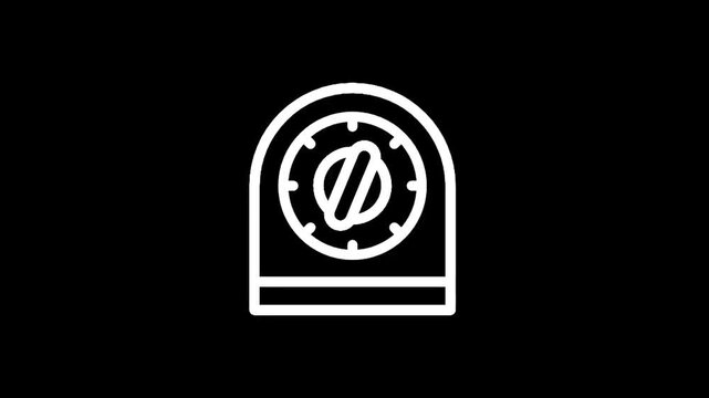 Simple line art icon of a kitchen timer on a black background