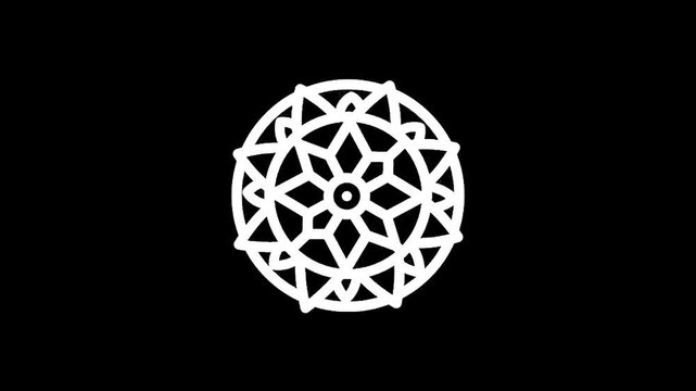 Intricate white geometric mandala pattern on a stark black background, symbolizing harmony