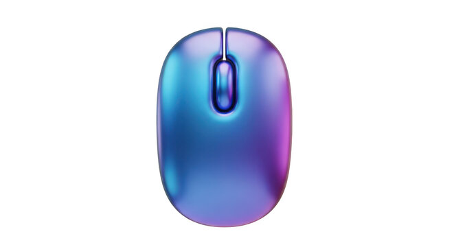 Modern iridescent wireless computer mouse isolated on white background