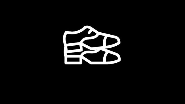 Classic white line art oxford shoe icon on black background