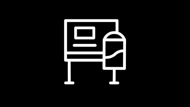 Medical intravenous drip bag and information board icon on black background