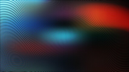 Naklejka premium Abstract digital glitch art with colorful curved lines and dark background