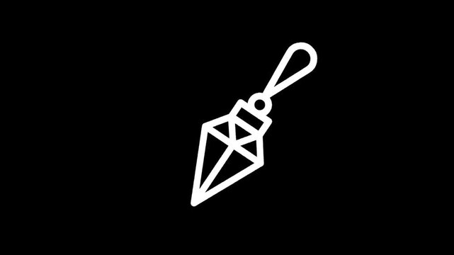 Geometric crystal pendant with a loop for hanging, minimalist white outline on black