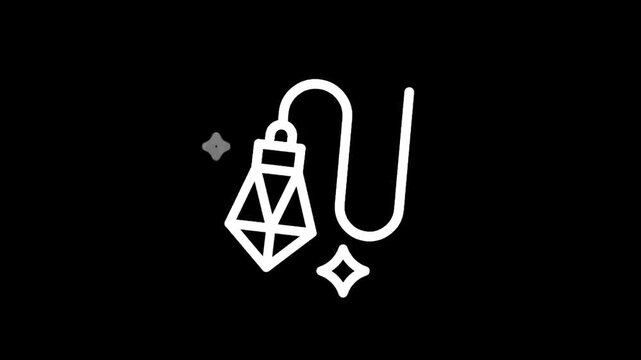 Geometric pendulum icon with a cord on a black background, minimalist design