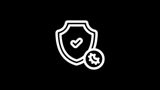 Shield with checkmark and gear icon symbolizing security and system protection