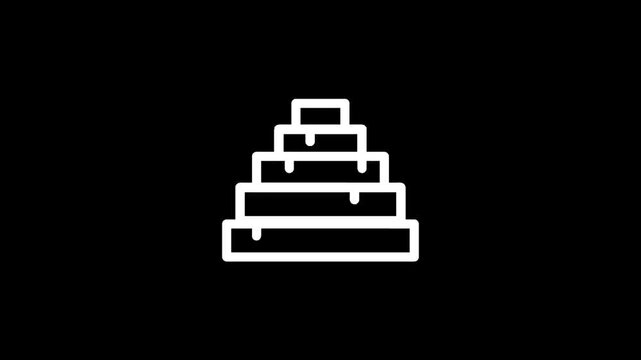 Abstract geometric pyramid shape with clean white lines on a black background