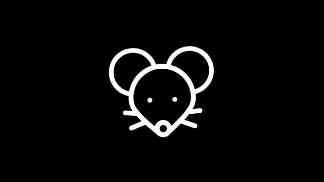 Minimalist white mouse icon on a black background, simple and clean design
