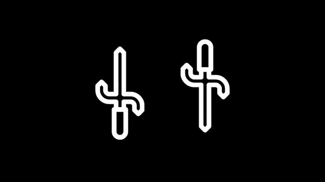 Two sai weapons icons on a black background, representing martial arts and self-defense