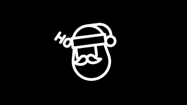 Minimalist white outline of Santa Claus face with 'Ho Ho Ho' text on black background