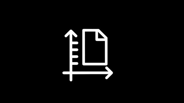 White icon representing data analysis and document management on a black background