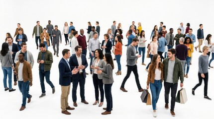 Obraz premium People walking together in a crowded urban area with diverse group of individuals