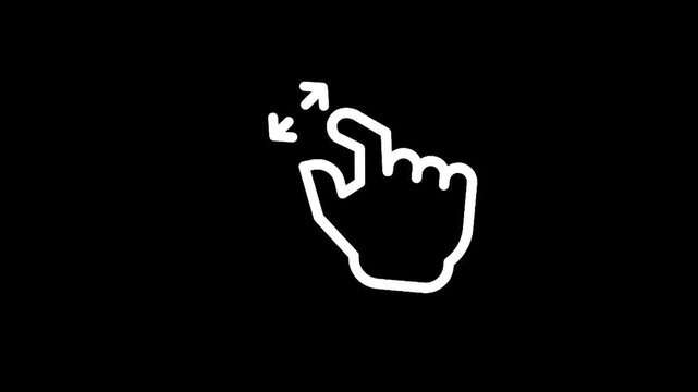 Hand gesture icon indicating zoom out or pinch to zoom out on a black background