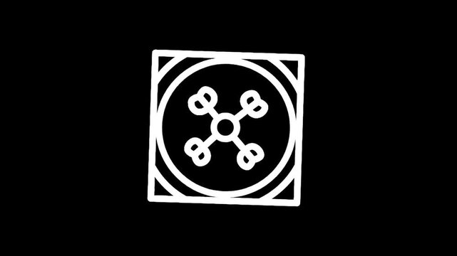 Simple white icon of four clover leaves arranged in a cross shape on a black background