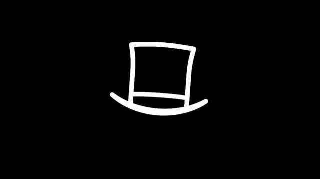 Simple white top hat icon hand-drawn on a black background