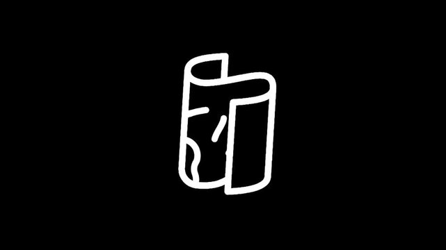 Stylized white outline of a rolled-up map on a black background