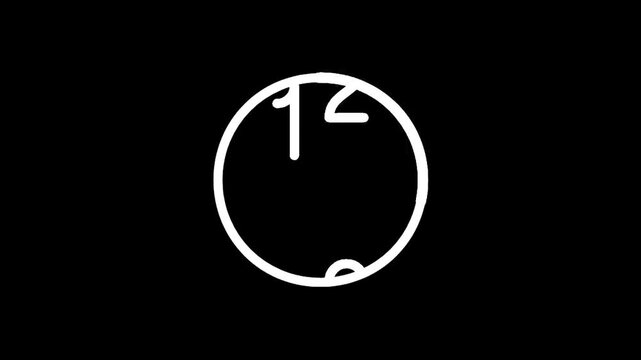 Minimalist white clock face with numbers on a black background, abstract concept