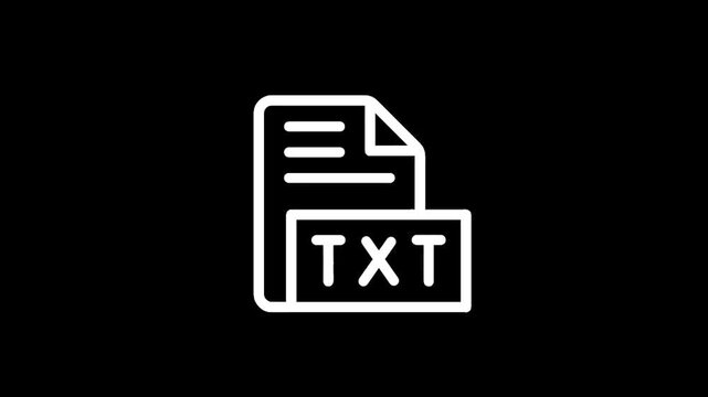 Simple white line icon representing a text document file with TXT label