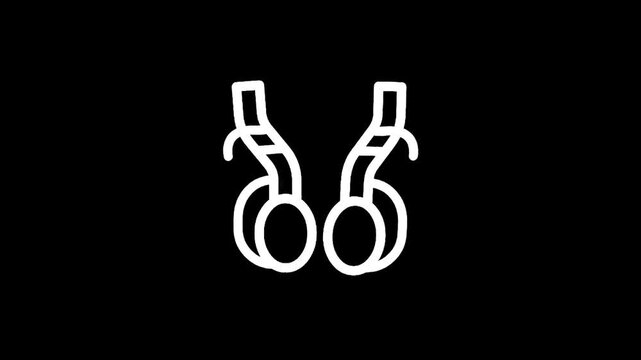 Stylized white outline of headphones on a black background, minimalist design