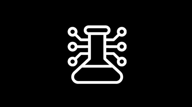 Digital laboratory flask icon representing scientific innovation and technological advancement