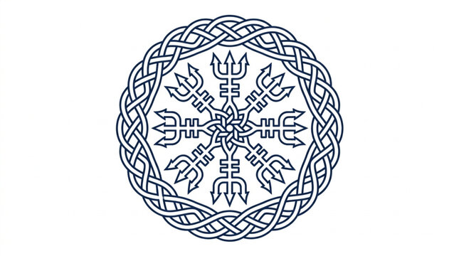 Ancient Norse Symbol Aegishjalmur Helm of Awe Intricate Design.