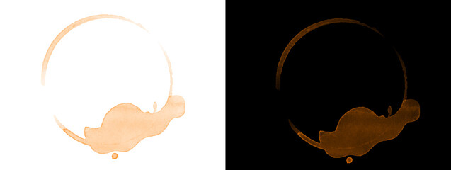 Obraz premium Glowing Orange Neon Ring with Liquid Blob on White and Black Backgrounds