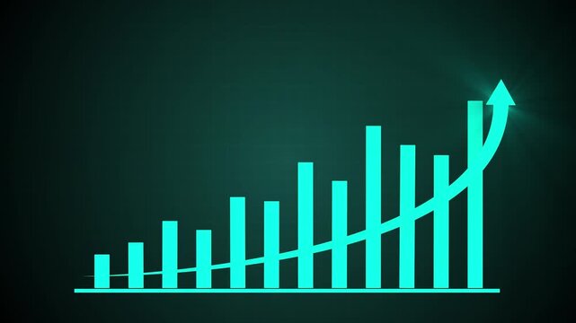 Financial business growth chart animation with dollar values and rising green line.