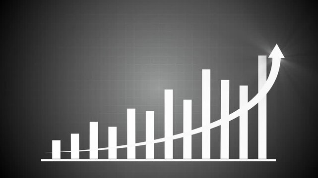 Financial business growth chart animation with dollar values and rising green line.
