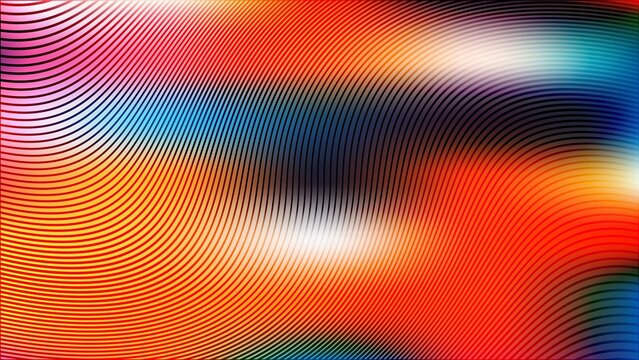 Abstract background with colorful wavy lines and geometric moire pattern