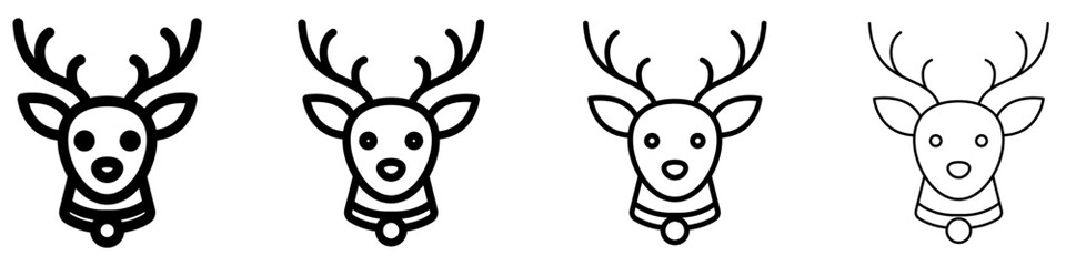 Cute reindeer head line icon for Christmas holiday design. Vector illustration. © chekman