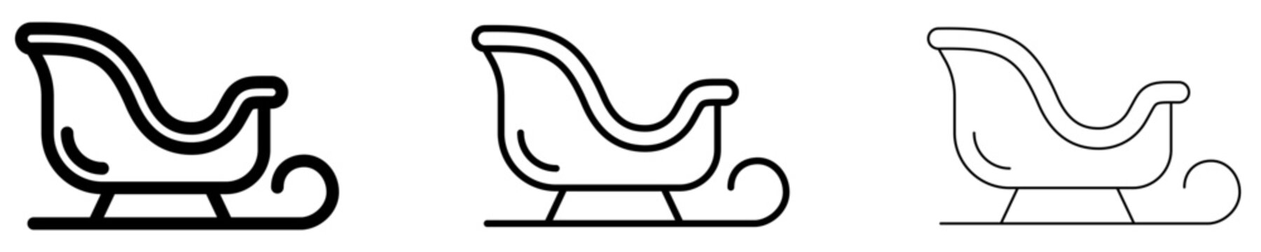 Christmas sleigh flat icon for winter holiday design. Vector illustration.