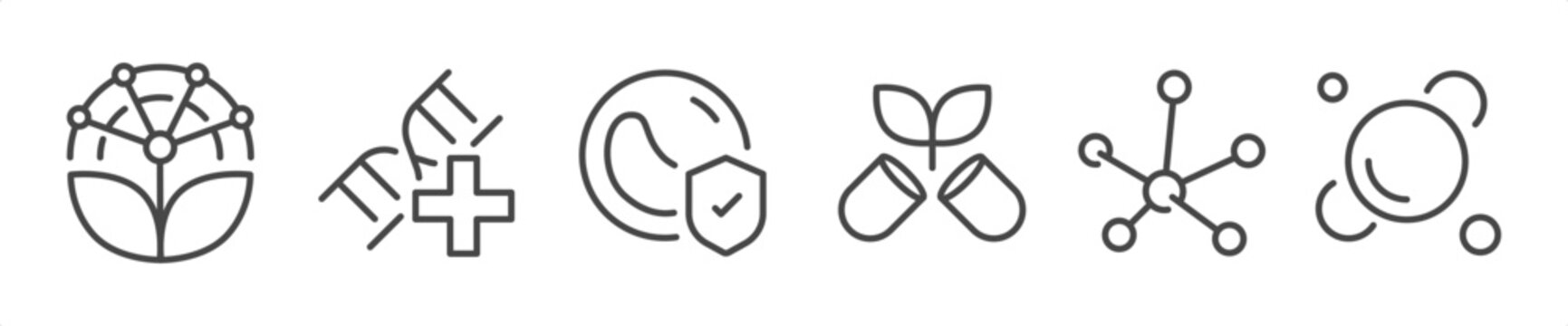 Antioxidant icon set. It included the anti aging, detoxification, vitality, amino acids, longevity, and more icons. Editable stroke.