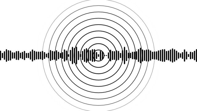 Call recording audio sound waves and technology radio signal animation on white background.