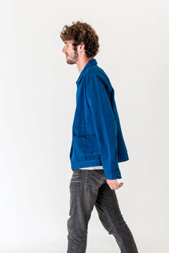 Casual fashion model walking photo