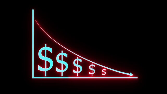 Cost reduction concept. Cost wording on decrease money with down arrow. Cost Management, Economy recession, low budget,4k