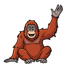 Obraz premium Friendly Orangutan Cartoon Vector Illustration