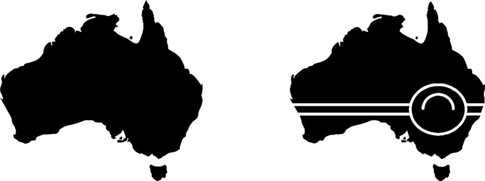 Silhouette of Australia with highlighted region and equator line.