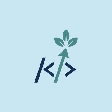 A logo representing green coding and sustainable technology