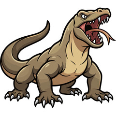 Fototapeta premium A fierce dinosaur roars powerfully in a natural landscape setting.