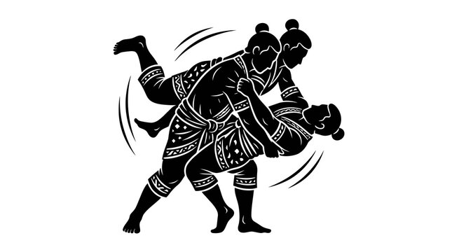 Muay Thai Clinch Vector Illustration