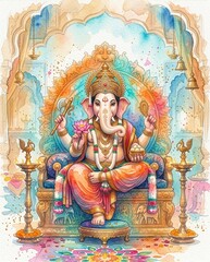 Obraz premium Lord Ganesha Painting for Ganesh Chaturthi