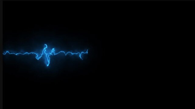 Electric Blue Heartbeat Pulse Waveform Animation, Glowing Lightning ECG Cardiogram Line on Black Background for Medical, Technology and Energy Concepts
